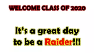 WELCOME CLASS OF 2020