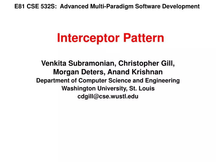 e81 cse 532s advanced multi paradigm software