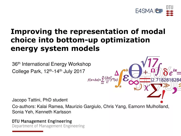 improving the representation of modal choice into bottom up optimization energy system models