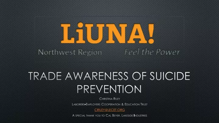 trade awareness of suicide prevention