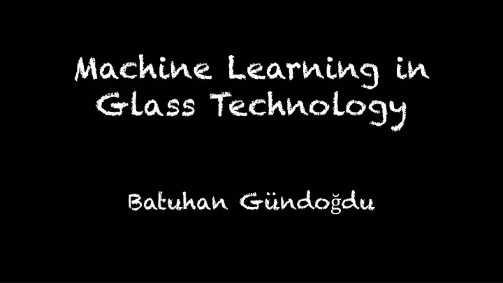 machine learning in glass technology