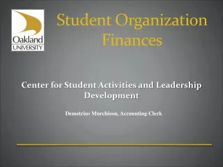 Student Organization  Finances
