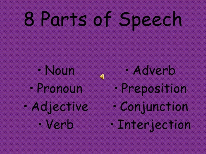 8 parts of speech