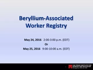 Beryllium-Associated Worker Registry
