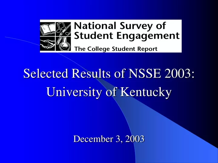 selected results of nsse 2003 university