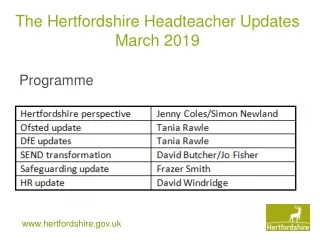The Hertfordshire Headteacher Updates March 2019