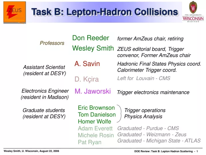 task b lepton hadron collisions