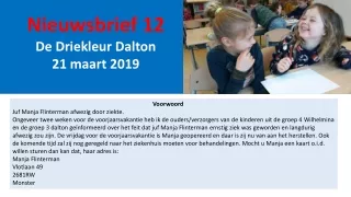 Nieuwsbrief 12 De Driekleur Dalton 21 maart 2019