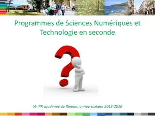 Programmes de Sciences Numériques et Technologie en seconde