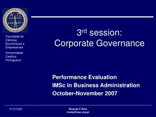 3 rd  session: Corporate Governance