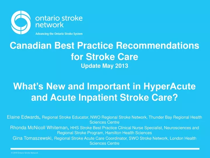 canadian best practice recommendations for stroke