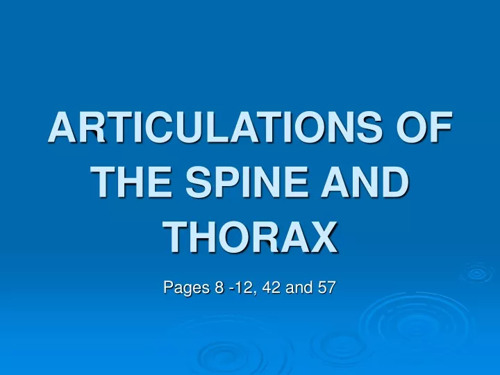 articulations of the spine and thorax