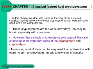 CHAPTER 4:  Classical (secret-key) cryptosystems