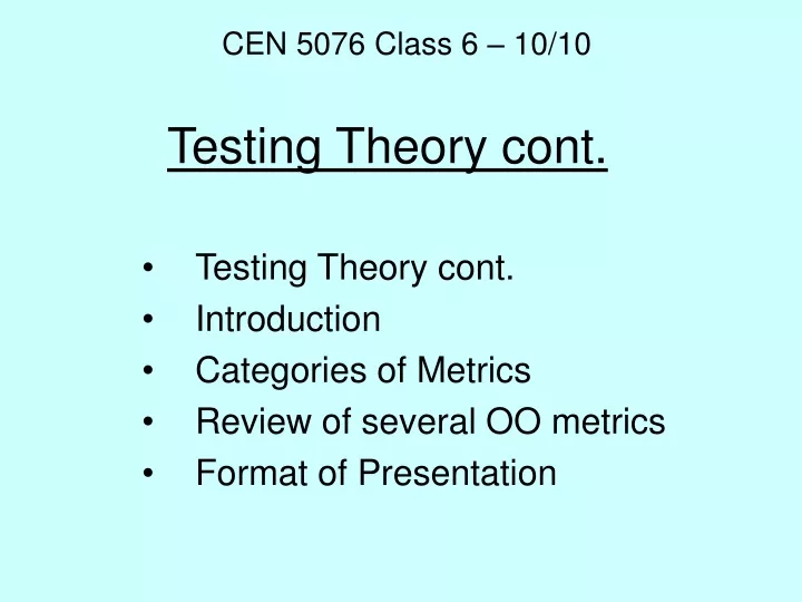 testing theory cont