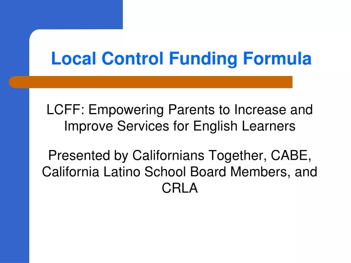 local control funding formula
