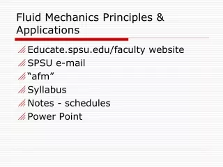 Fluid Mechanics Principles &amp; Applications
