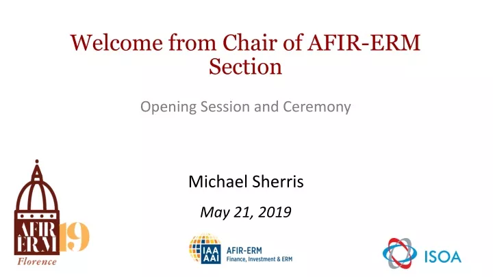 welcome from chair of afir erm section