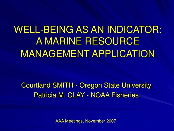 well being as an indicator a marine resource management application