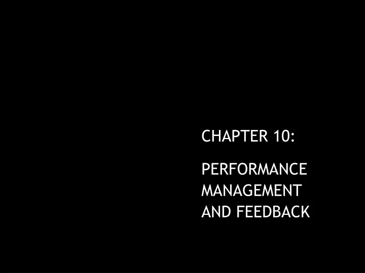 chapter 10 performance management and feedback
