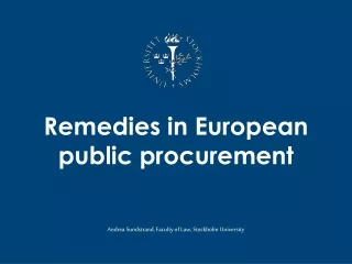 Remedies in European public procurement