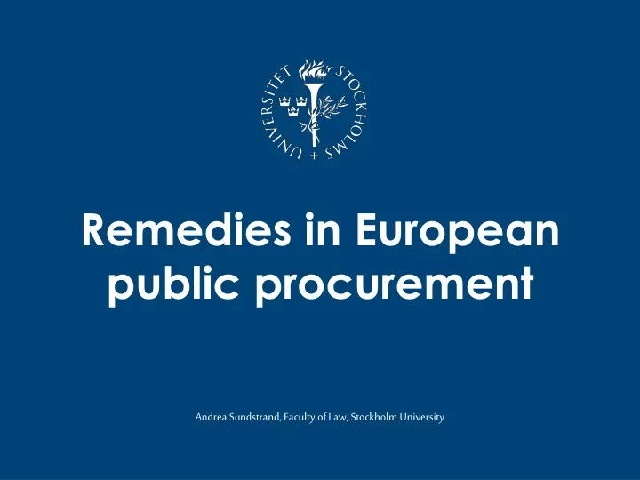 remedies in european public procurement