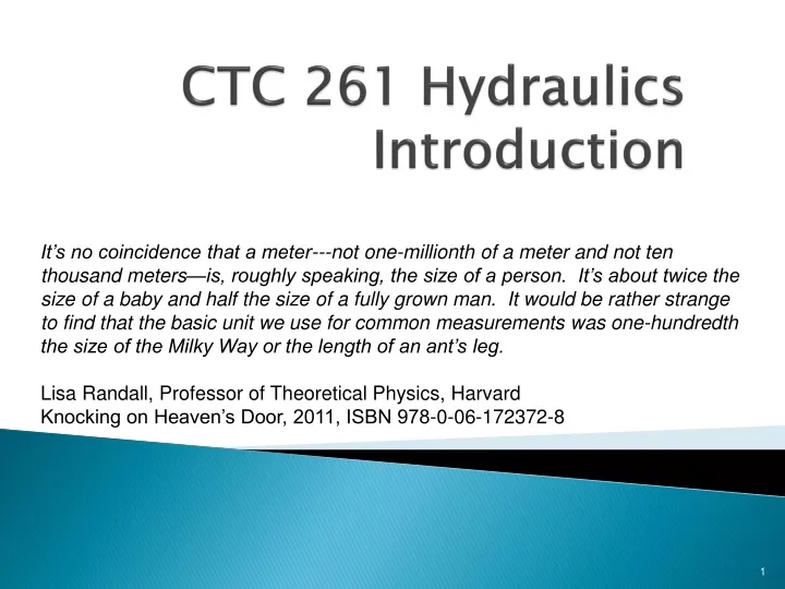 ctc 261 hydraulics introduction