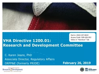 VHA Directive 1200.01:  Research and Development Committee