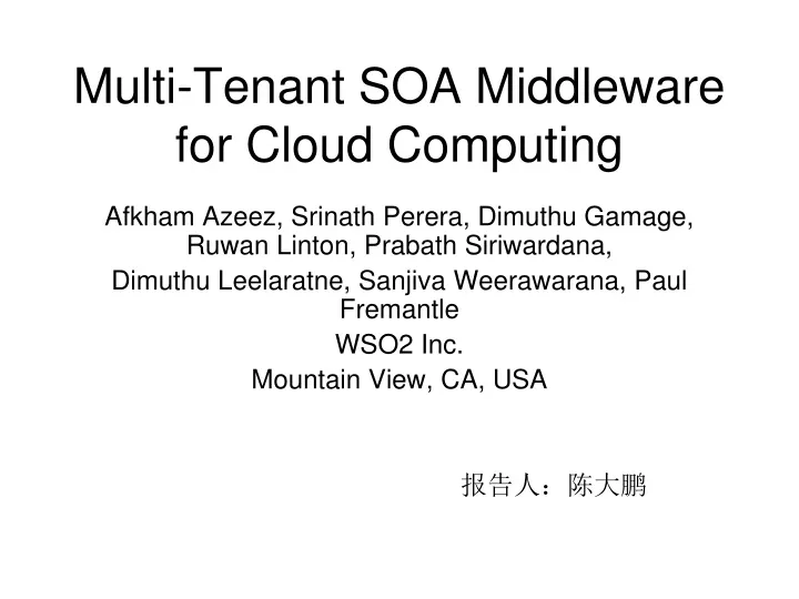 multi tenant soa middleware for cloud computing