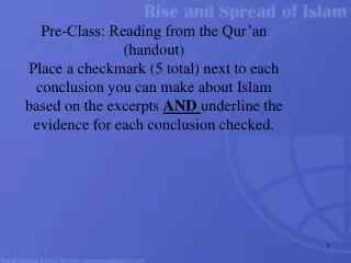 Pre-Class: Reading from the Qur’an (handout)