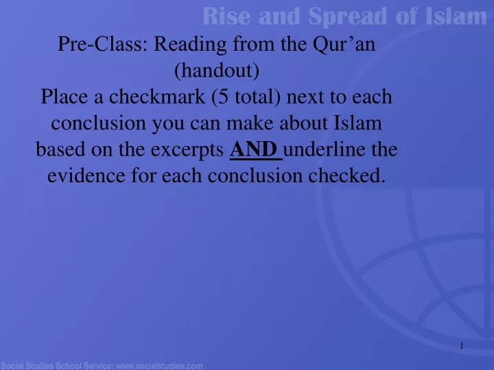 pre class reading from the qur an handout place