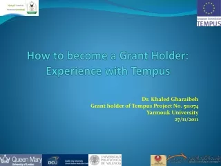 How to become a Grant Holder:  Experience  with Tempus