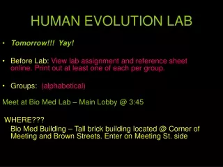 HUMAN EVOLUTION LAB