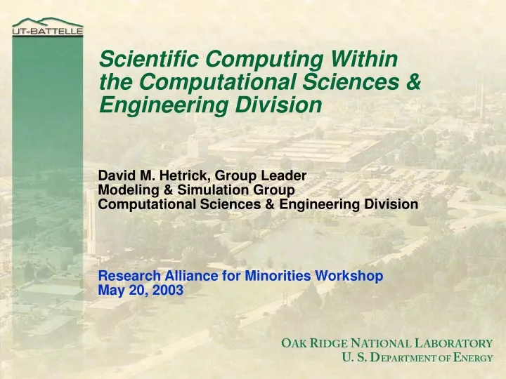 scientific computing within the computational