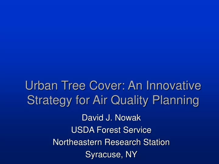 urban tree cover an innovative strategy for air quality planning