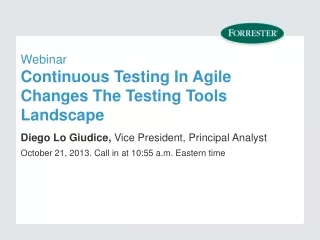 Webinar Continuous Testing In Agile Changes The Testing Tools Landscape