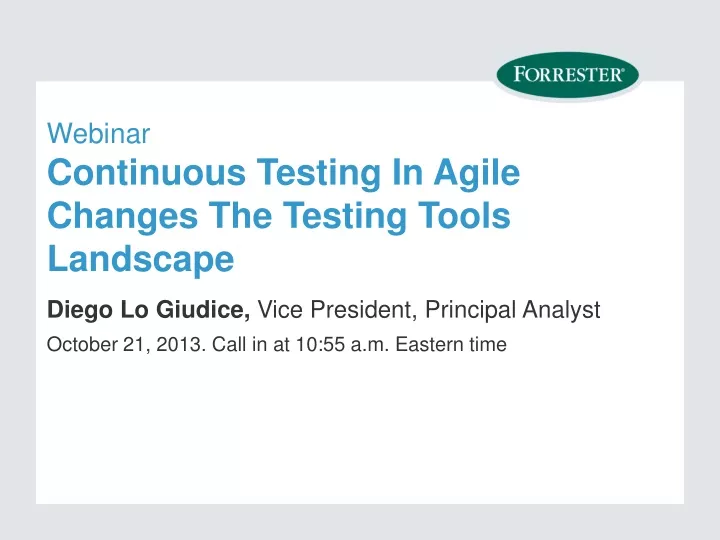 webinar continuous testing in agile changes the testing tools landscape