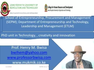 PhD unit in Technology, , creativity and innovation