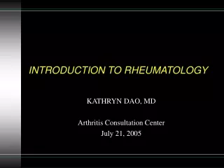 INTRODUCTION TO RHEUMATOLOGY