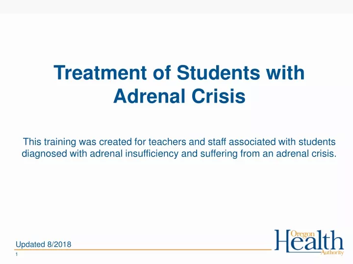 treatment of students with adrenal crisis this