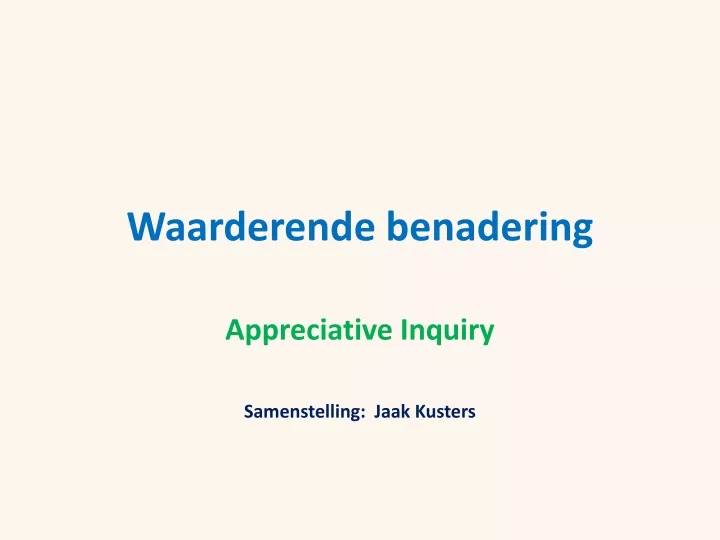 waarderende benadering