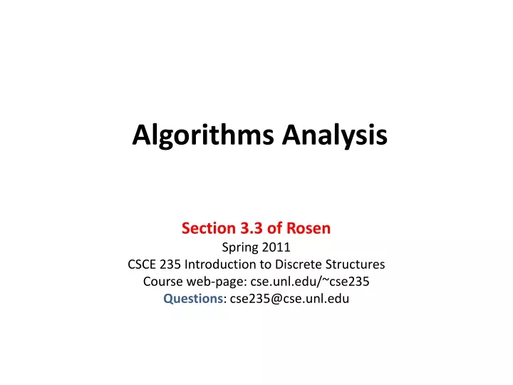 algorithms analysis