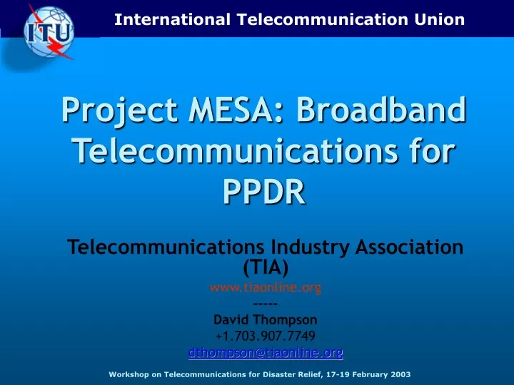 project mesa broadband telecommunications for ppdr