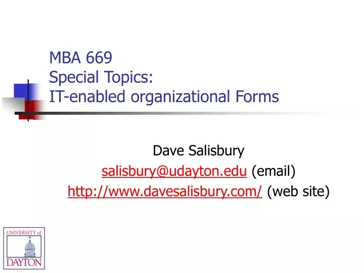 mba 669 special topics it enabled organizational forms