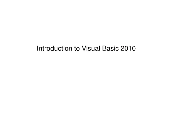 introduction to visual basic 2010
