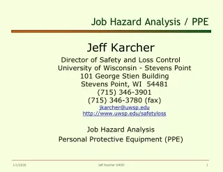 Job Hazard Analysis / PPE