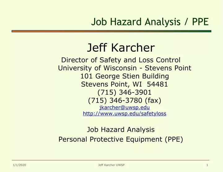 job hazard analysis ppe