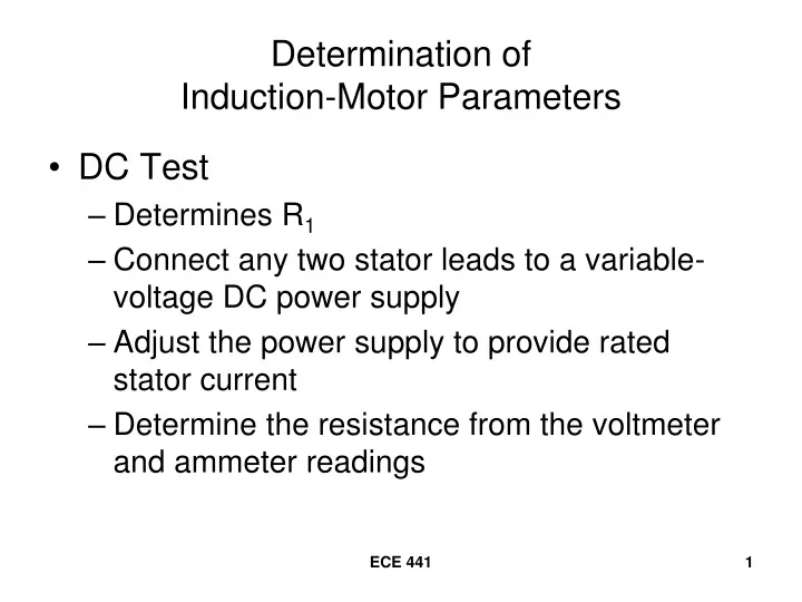 determination of induction motor parameters