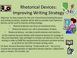 Rhetorical Devices:  Improving Writing Strategy