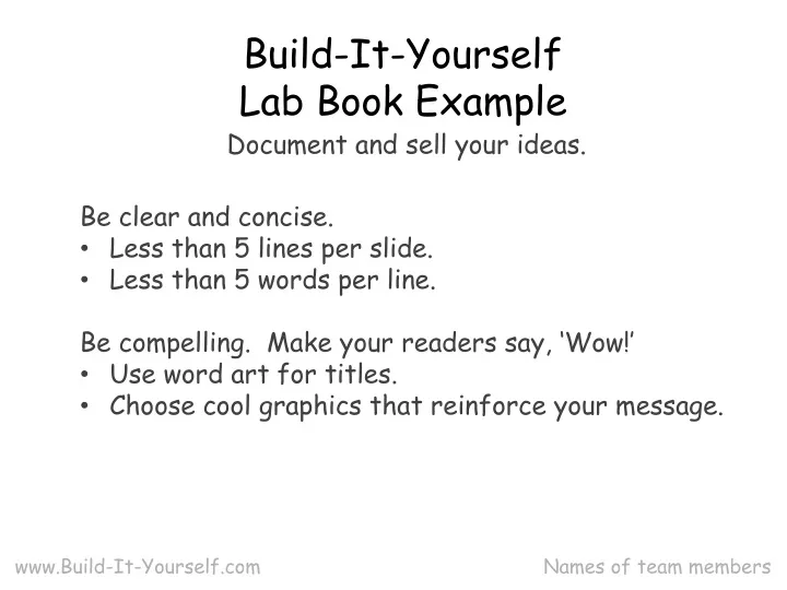 build it yourself lab book example