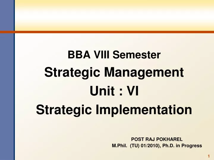 bba viii semester strategic management unit